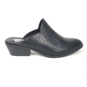 Yellow Box Black Vegan Lydia Scalloped Edge Point Toe Mule 7.5
